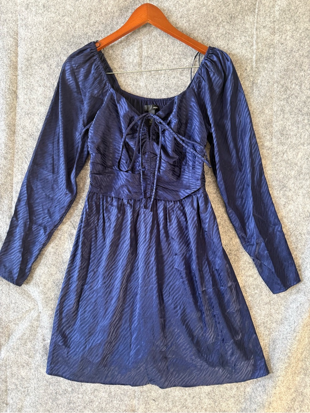 Aqua Women's Navy Blue Long Sleeve Tie-Front Dress